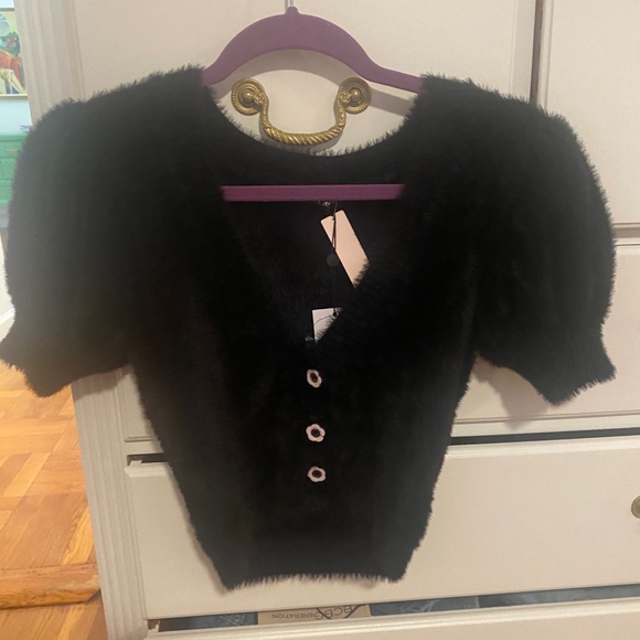 For love and lemons Devon fuzzy puff sleeve cardigan - Picture 2 of 4